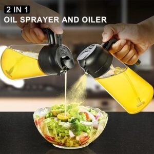 2 In 1 Oil Spray Bottle Kitchen Oil Dispenser Sprayer and Pour Bottle for Cooking Baking Salad Dressing - Image 2