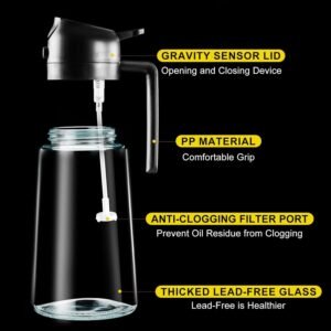 2 In 1 Oil Spray Bottle Kitchen Oil Dispenser Sprayer and Pour Bottle for Cooking Baking Salad Dressing - Image 7
