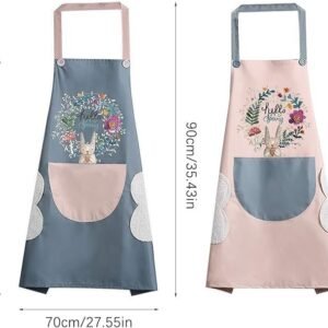 Kitchen Pocket Apron Cooking Apron with Multiple Pockets Adjustable Neck Strap Chef Apron for Home Cooking Baking and Kitchen Work - Image 2