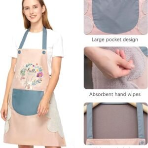 Kitchen Pocket Apron Cooking Apron with Multiple Pockets Adjustable Neck Strap Chef Apron for Home Cooking Baking and Kitchen Work - Image 3