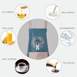 Kitchen Pocket Apron Cooking Apron with Multiple Pockets Adjustable Neck Strap Chef Apron for Home Cooking Baking and Kitchen Work - Image 8