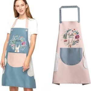 Kitchen Pocket Apron Cooking Apron with Multiple Pockets Adjustable Neck Strap Chef Apron for Home Cooking Baking and Kitchen Work - Image 1
