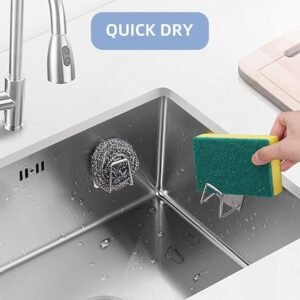 Stainless Steel Sponge Holder Kitchen Sink Sponge Organizer Rust Resistant Sink Storage Rack for Cleaning Tools - Image 5