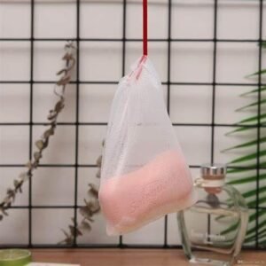 Soap Mesh Bag Soap Saver Pouch Exfoliating Soap Bag with Drawstring for Bath Shower Body Cleaning and Soap Storage - Image 4