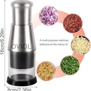 Hand Press Garlic Chopper Manual Garlic Crusher Vegetable Chopper Kitchen Tool for Garlic Ginger Herbs and Small Ingredients - Image 2