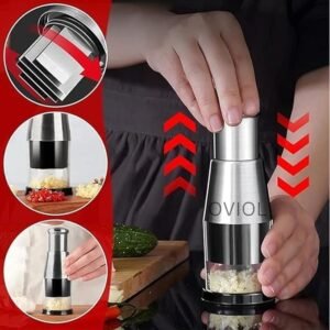 Hand Press Garlic Chopper Manual Garlic Crusher Vegetable Chopper Kitchen Tool for Garlic Ginger Herbs and Small Ingredients - Image 4
