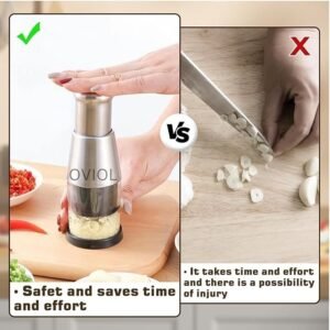 Hand Press Garlic Chopper Manual Garlic Crusher Vegetable Chopper Kitchen Tool for Garlic Ginger Herbs and Small Ingredients - Image 6