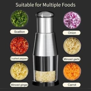 Hand Press Garlic Chopper Manual Garlic Crusher Vegetable Chopper Kitchen Tool for Garlic Ginger Herbs and Small Ingredients - Image 7