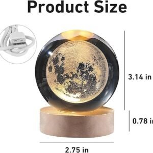 3D Crystal Ball LED Decorative Crystal Ball Lamp with Engraved Design Night Light for Bedroom Desk Decoration Gift - Image 2
