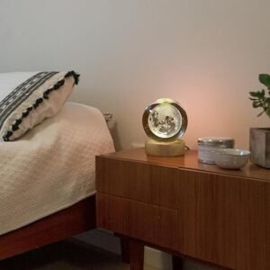 3D Crystal Ball LED Decorative Crystal Ball Lamp with Engraved Design Night Light for Bedroom Desk Decoration Gift - Image 4