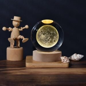 3D Crystal Ball LED Decorative Crystal Ball Lamp with Engraved Design Night Light for Bedroom Desk Decoration Gift - Image 8