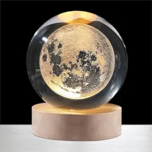 3D Crystal Ball LED Decorative Crystal Ball Lamp with Engraved Design Night Light for Bedroom Desk Decoration Gift - Image 1