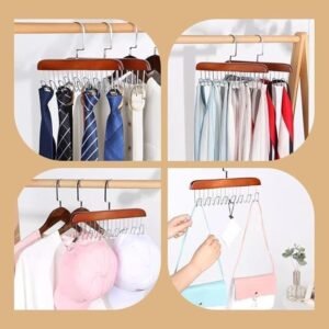 8 Hook Wooden Hanger Wall Mounted Wooden Coat Rack with Multiple Hooks for Hanging Clothes Bags Hats and Accessories - Image 2
