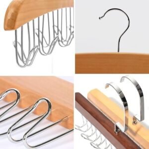 8 Hook Wooden Hanger Wall Mounted Wooden Coat Rack with Multiple Hooks for Hanging Clothes Bags Hats and Accessories - Image 5