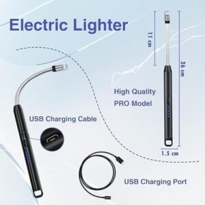 USB Rechargeable Electric Gas Lighter Windproof Flameless Plasma Lighter Portable Electric Arc Lighter for Kitchen BBQ Camping Candle Lighting - Image 3