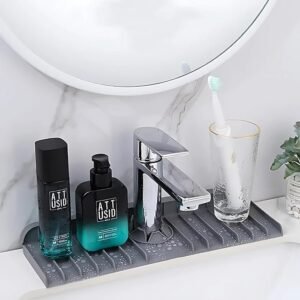 Silicone Sink Drainer Pad Kitchen Sink Splash Guard Drying Mat for Faucet Base Protection and Water Drainage - Image 2