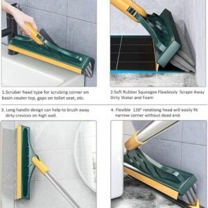 2 in 1 Tiles Cleaning Brush Dual Head Tile Scrubber Brush with Scraper for Bathroom Kitchen Floor Grout Cleaning Tool - Image 4
