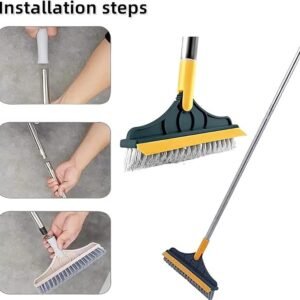 2 in 1 Tiles Cleaning Brush Dual Head Tile Scrubber Brush with Scraper for Bathroom Kitchen Floor Grout Cleaning Tool - Image 7