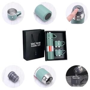 Vacuum Flask Set Stainless Steel Insulated Thermos Bottle Set with Cups for Hot and Cold Beverage Storage - Image 4