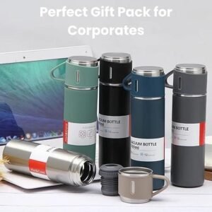 Vacuum Flask Set Stainless Steel Insulated Thermos Bottle Set with Cups for Hot and Cold Beverage Storage - Image 5