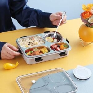 4 Compartment Lunch Box Food Storage Container with Separate Sections Leak Resistant Lunch Box for Office School Meals - Image 2