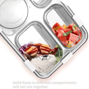4 Compartment Lunch Box Food Storage Container with Separate Sections Leak Resistant Lunch Box for Office School Meals - Image 6