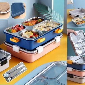 4 Compartment Lunch Box Food Storage Container with Separate Sections Leak Resistant Lunch Box for Office School Meals - Image 7