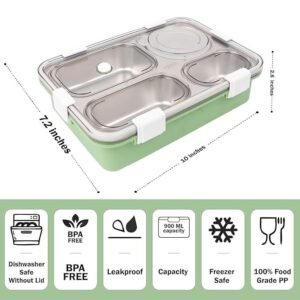 4 Compartment Lunch Box Food Storage Container with Separate Sections Leak Resistant Lunch Box for Office School Meals - Image 8