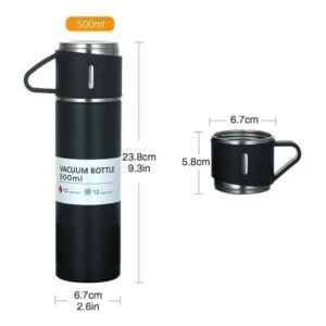 Vacuum Flask Set Stainless Steel Insulated Thermos Bottle Set with Cups for Hot and Cold Beverage Storage - Image 2