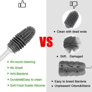 Silicon Bottle Brush Flexible Silicone Bottle Cleaning Brush for Baby Bottles Glass Bottles and Kitchen Containers - Image 8