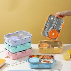 3 Compartment Lunch Box Food Storage Container with Divided Sections Leak Resistant Lunch Box for Office School and Travel Meals - Image 2