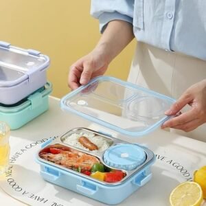 3 Compartment Lunch Box Food Storage Container with Divided Sections Leak Resistant Lunch Box for Office School and Travel Meals - Image 3