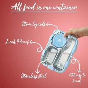 3 Compartment Lunch Box Food Storage Container with Divided Sections Leak Resistant Lunch Box for Office School and Travel Meals - Image 4