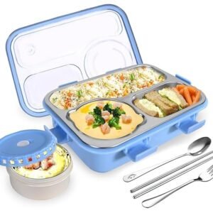 3 Compartment Lunch Box Food Storage Container with Divided Sections Leak Resistant Lunch Box for Office School and Travel Meals - Image 1