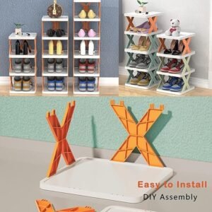 Folding Shoes Rack Space Saving Multi Layer Foldable Shoe Storage Organizer Rack for Home Closet Entryway and Bedroom - Image 4