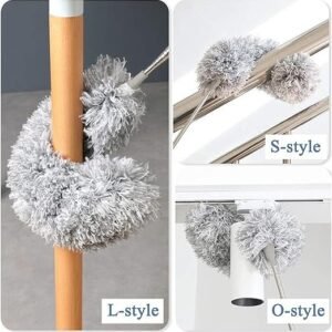 Grey Fan Duster Microfiber Ceiling Fan Cleaning Duster Long Handle Dust Cleaner for Ceiling Fans Blinds and High Surfaces - Image 5