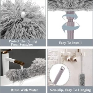 Grey Fan Duster Microfiber Ceiling Fan Cleaning Duster Long Handle Dust Cleaner for Ceiling Fans Blinds and High Surfaces - Image 7