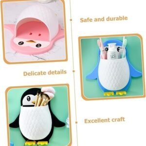 Penguin Design Toothpaste Holder Automatic Toothpaste Dispenser with Toothbrush Holder for Bathroom Organization - Image 3