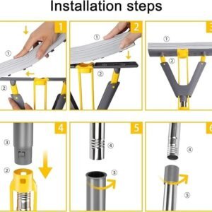 PVA Sponge Mop Absorbent Floor Cleaning Mop with Squeeze Roller for Home Floor Cleaning - Image 3