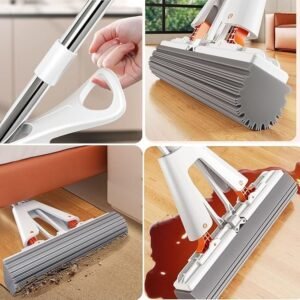 PVA Sponge Mop Absorbent Floor Cleaning Mop with Squeeze Roller for Home Floor Cleaning - Image 4
