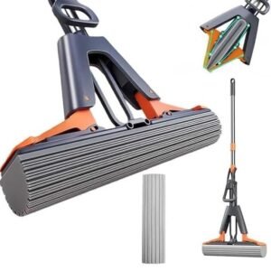 PVA Sponge Mop Absorbent Floor Cleaning Mop with Squeeze Roller for Home Floor Cleaning - Image 1