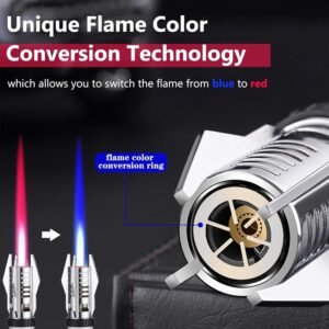 Jet Flame Lighter Windproof Butane Torch Lighter Refillable Pocket Lighter for Outdoor Camping Kitchen Use - Image 2