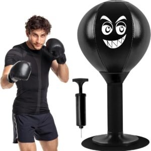 Desktop Punching Ball Black Stress Relief Boxing Ball Desk Toy with Strong Suction Base for Office Desk Exercise - Image 6