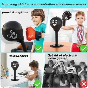 Desktop Punching Ball Black Stress Relief Boxing Ball Desk Toy with Strong Suction Base for Office Desk Exercise - Image 8