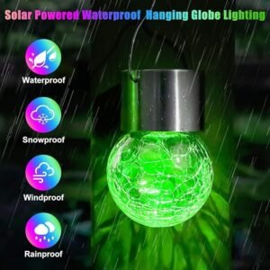 Cracked Glass Solar Light Outdoor Decorative Solar Garden Lamp Waterproof Solar Powered LED Crackle Glass Light for Garden Pathway Patio Decoration - Image 2