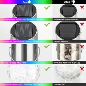 Cracked Glass Solar Light Outdoor Decorative Solar Garden Lamp Waterproof Solar Powered LED Crackle Glass Light for Garden Pathway Patio Decoration - Image 4