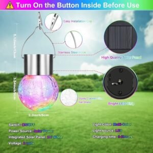 Cracked Glass Solar Light Outdoor Decorative Solar Garden Lamp Waterproof Solar Powered LED Crackle Glass Light for Garden Pathway Patio Decoration - Image 6