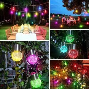 Cracked Glass Solar Light Outdoor Decorative Solar Garden Lamp Waterproof Solar Powered LED Crackle Glass Light for Garden Pathway Patio Decoration - Image 7