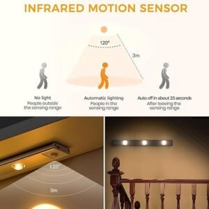 Cabinet Light LED Motion Sensor Light Wireless Under Cabinet Lighting Rechargeable Closet Light for Kitchen Wardrobe and Cabinets - Image 9