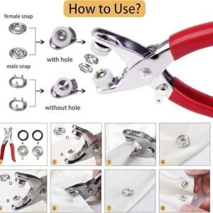 Grommet Setting Tool Eyelet Punch Tool Kit for Installing Metal Eyelets on Fabric Leather and Craft Projects - Image 2